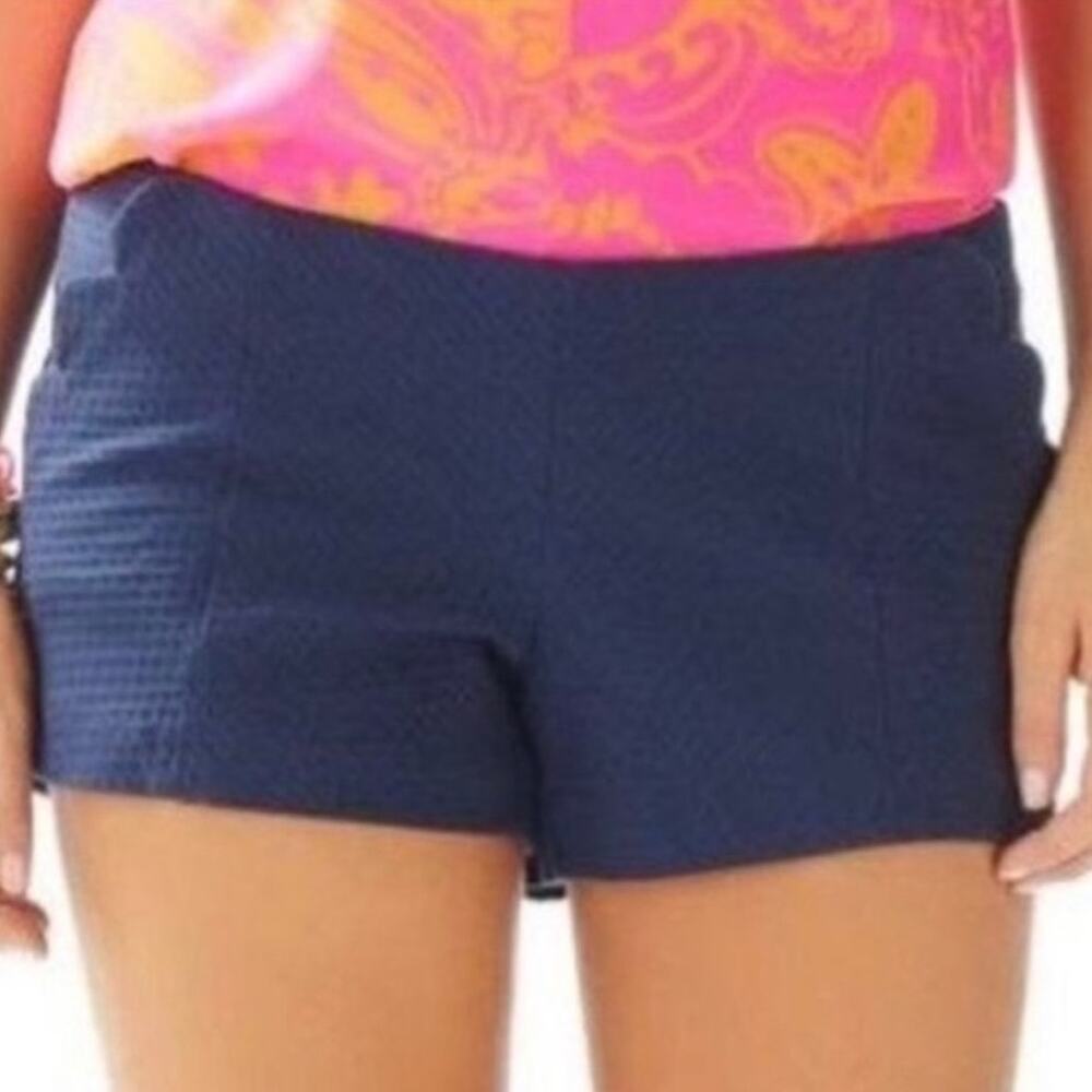 Lilly Pulitzer Liza Shorts True Navy Blue Scalloped Pockets Size 0 Retired 2015